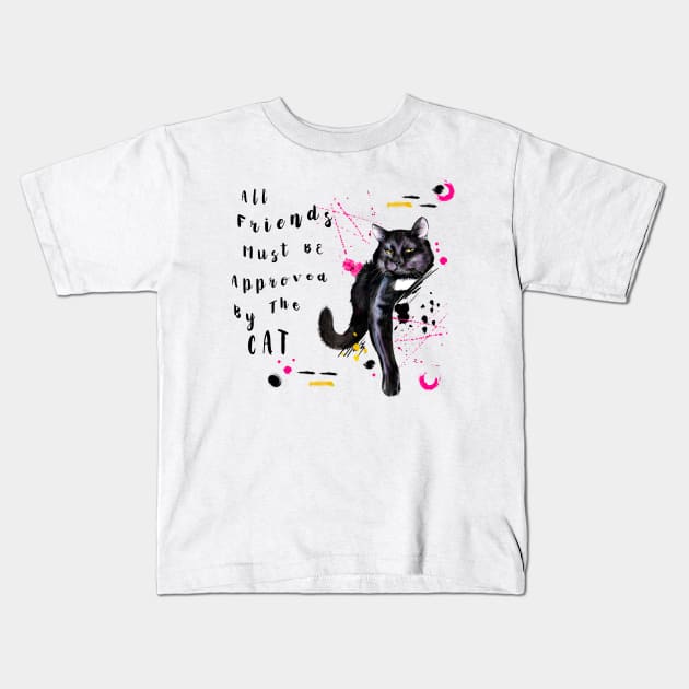 Cat Approval Quote Kids T-Shirt by Gingezel